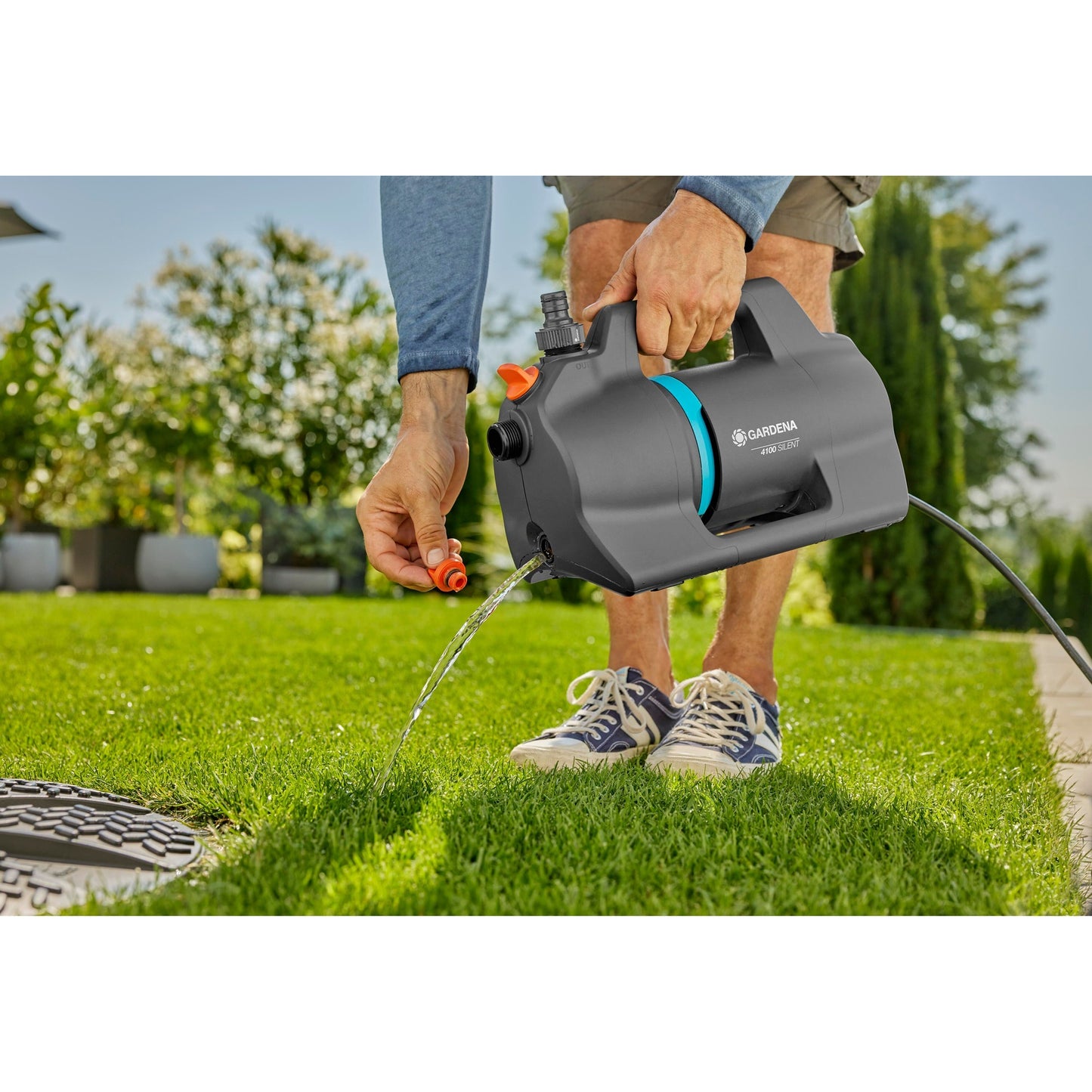 GARDENA besproeiingspomp 4100 silent (donkergrijs turquoise, 550 watt)