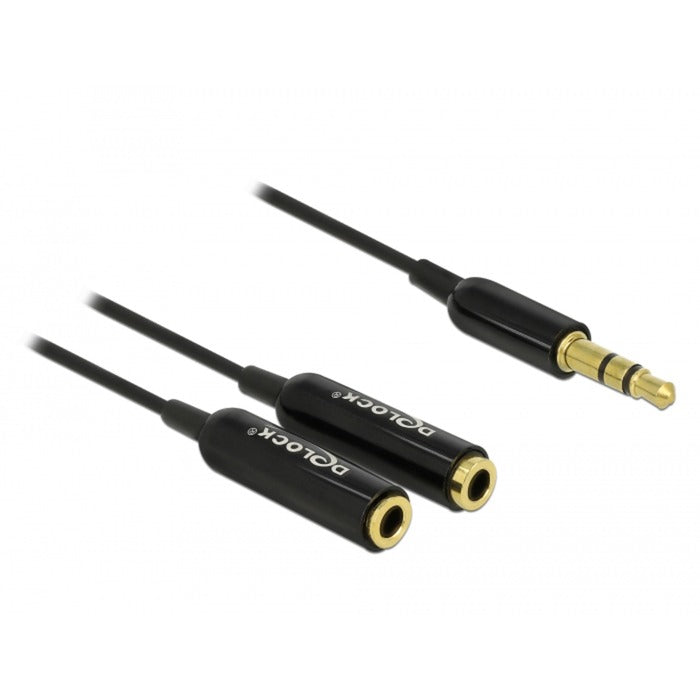 DeLOCK cable audio splitter stereo jack male 3.5mm > 2x stereo jack female splitterkabel (zwart)