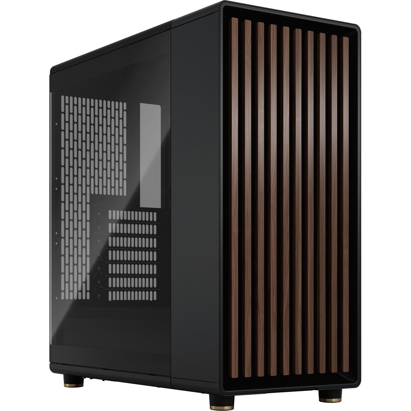 Fractal Design north midi tower behuizing (zwart houtkleur | 2x usb-a | 1x usb-c | tempered glass)