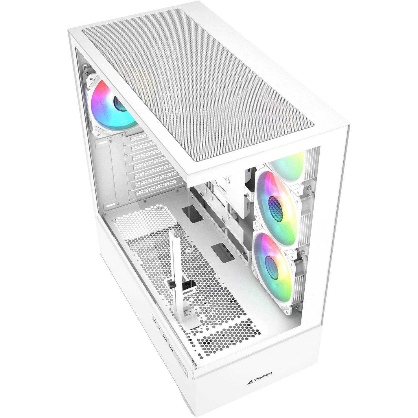 Sharkoon ak6 rgb midi tower behuizing (wit | 2x usb-a | 1x usb-c | rgb | tempered glass)