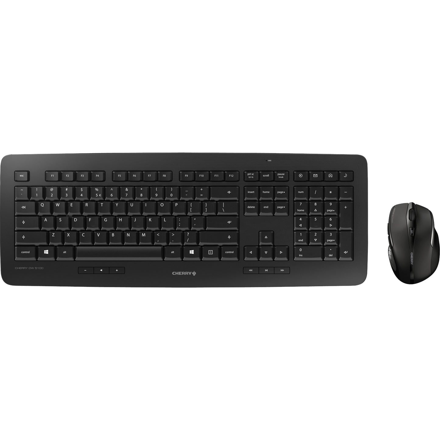 CHERRY dw 5100 draadloze desktopset (zwart, us lay-out (qwerty), 100%)