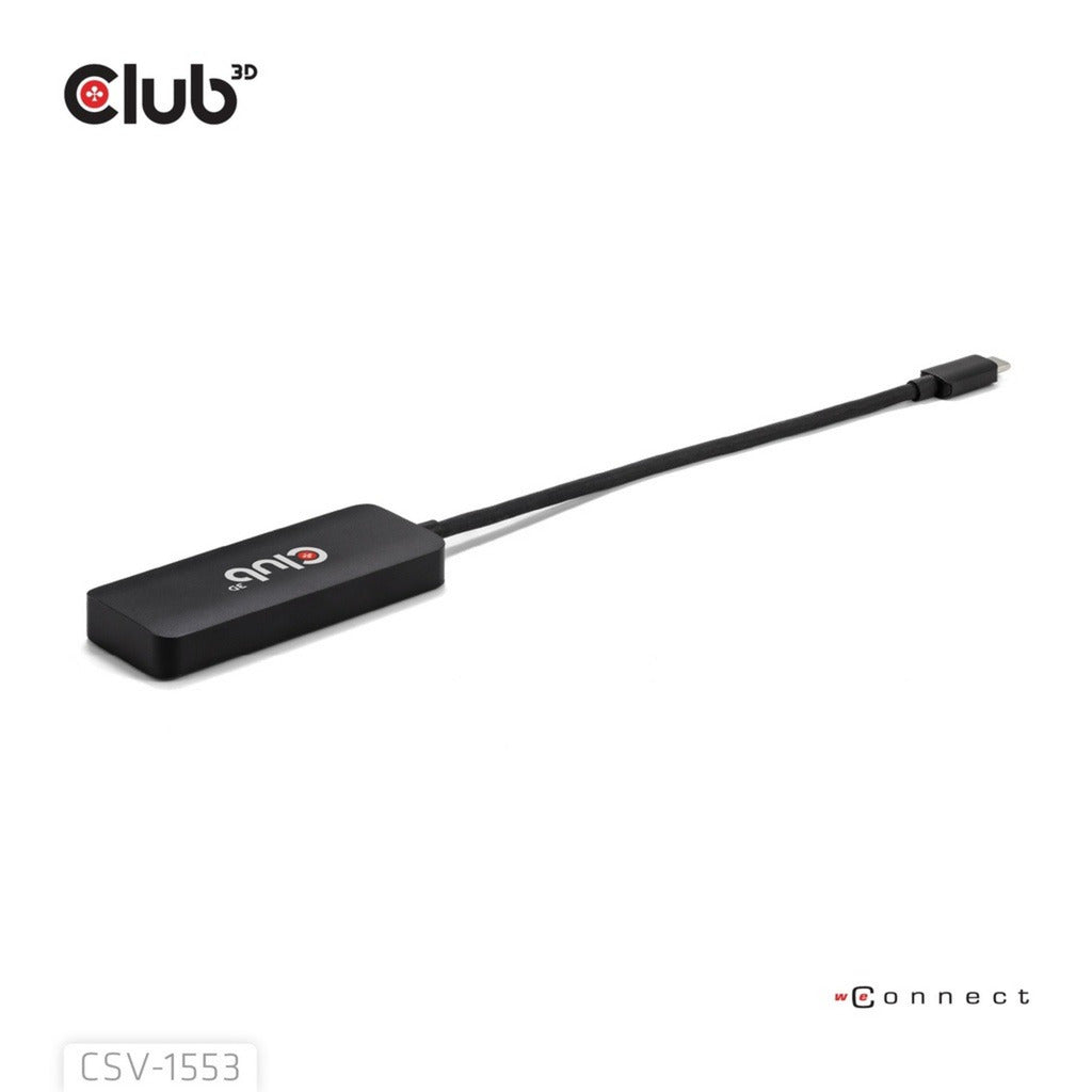 Club 3D usb-c naar triple displayport mst hub (zwart, 4k60hz)