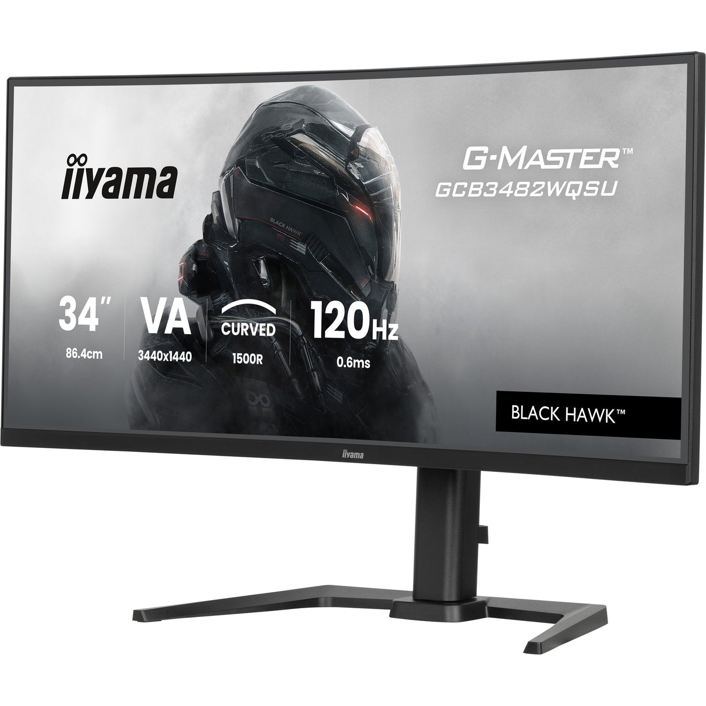 Iiyama g-master black hawk gcb3482wqsu-b1 34 curved ultrawide gaming monitor (zwart, 2x hdmi, displayport, 2x usb-a, usb-b, 2x usb-c, 120 hz)
