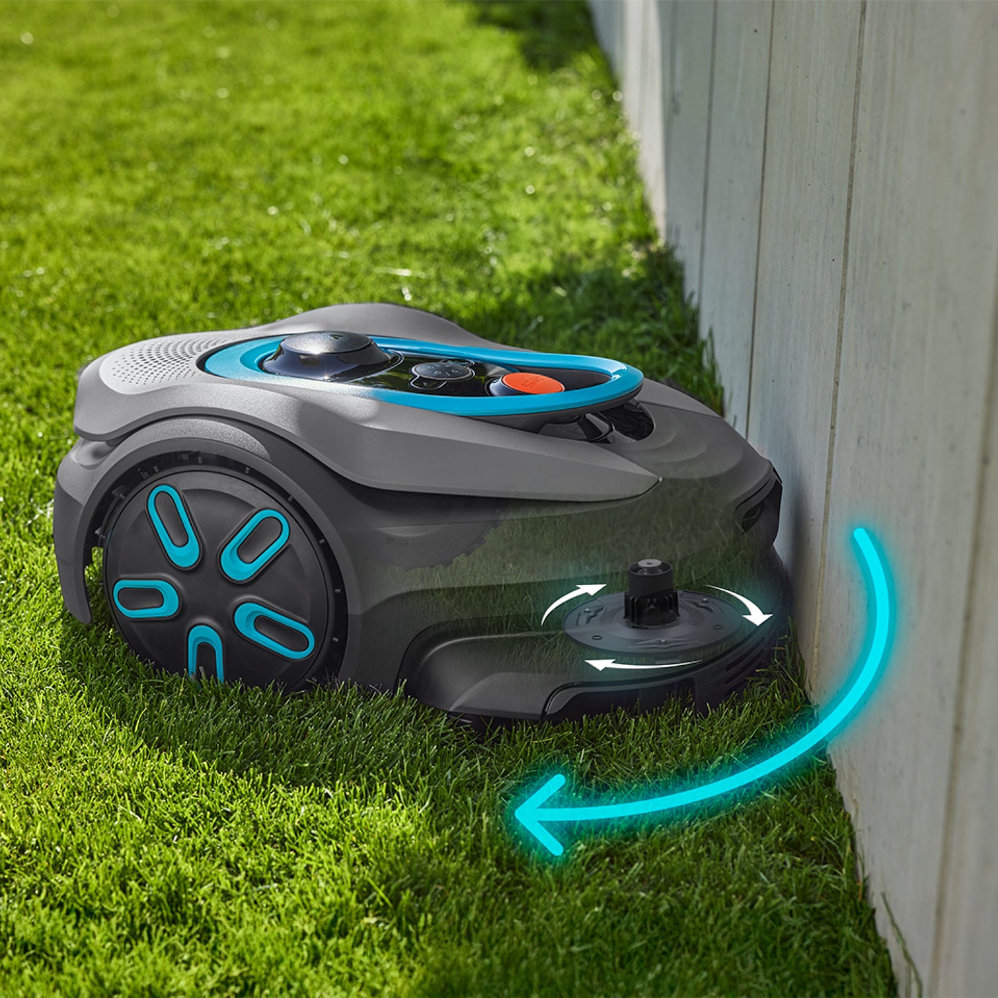 GARDENA smart sileno sense 400 m² robotmaaier (grijs turquoise, 19941-26, li-ion accu + basisstation inbegrepen, grensdraadvrije technologie)