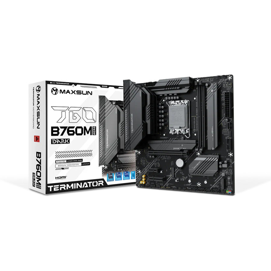 MAXSUN ms-terminator b760m gkd5 dark socket 1700 moederbord (zwart, raid, 2.5 gb-lan, sound, µatx)