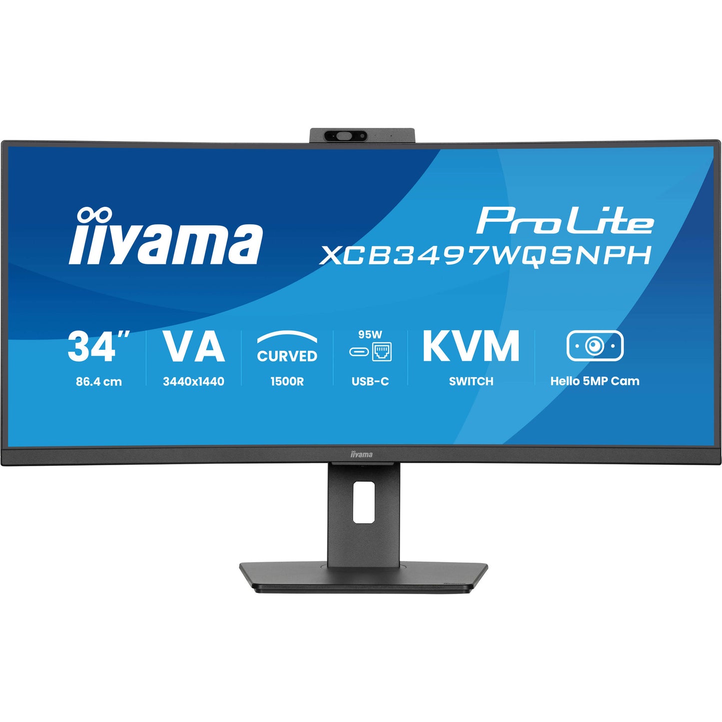 Iiyama prolite xcb3497wqsnph-b1 34 curved ultrawide monitor (zwart, 2x hdmi, displayport, 2x usb-a, 4x usb-c, rj-45)