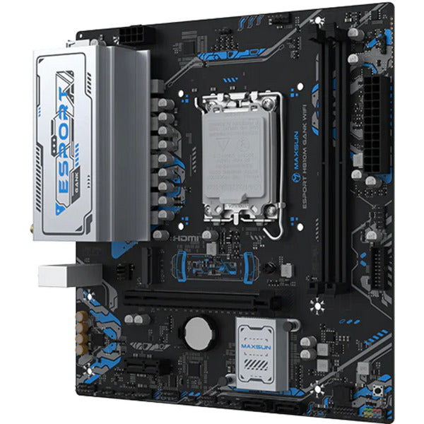 MAXSUN ms-esport-h810m gank wifi socket 1851 moederbord (zwart, gb-lan, wlan, bt, sound, µatx)