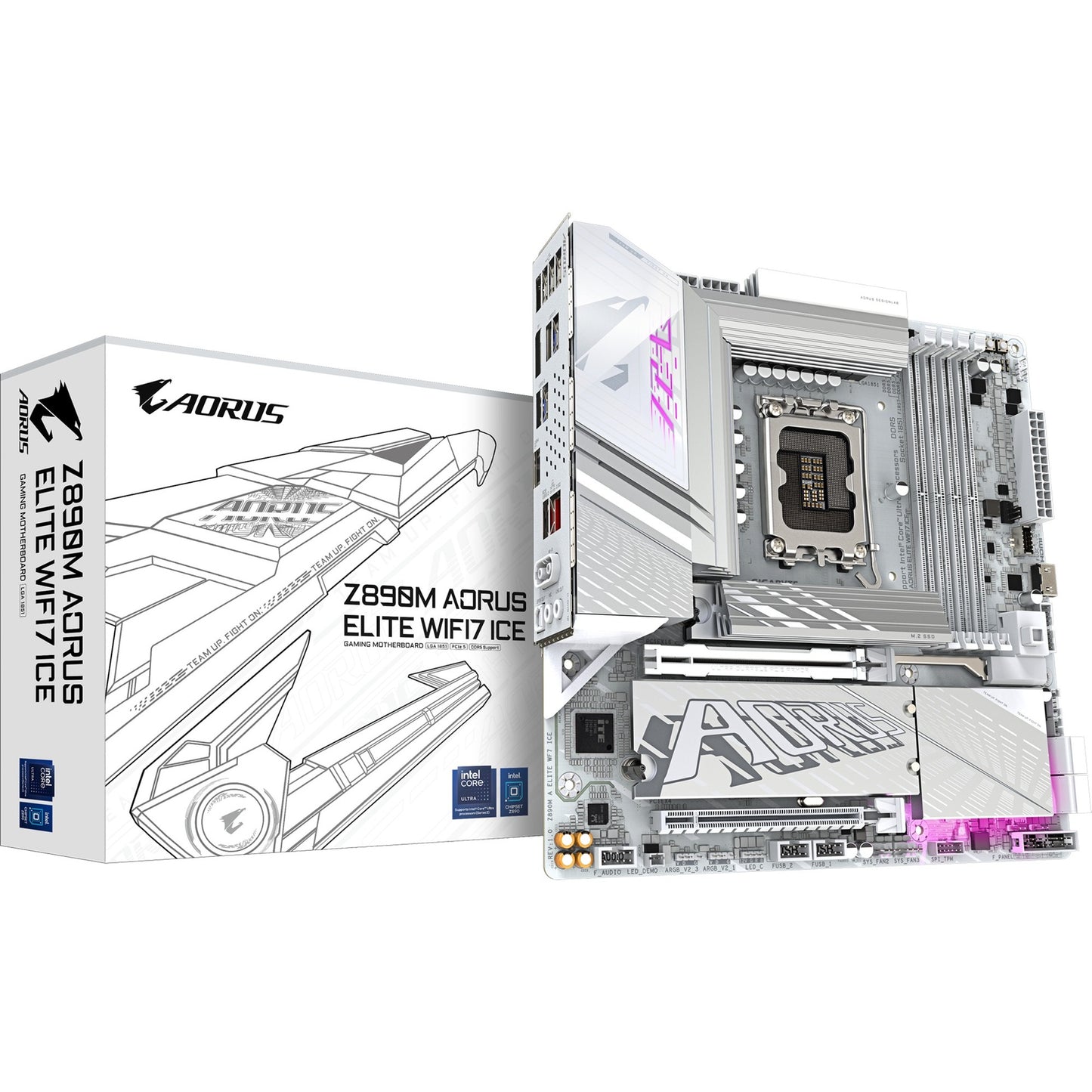 GIGABYTE z890m aorus elite wf7 ice socket 1851 moederbord (raid, 2.5gb-lan, wi-fi 7, bt, sound, µatx)