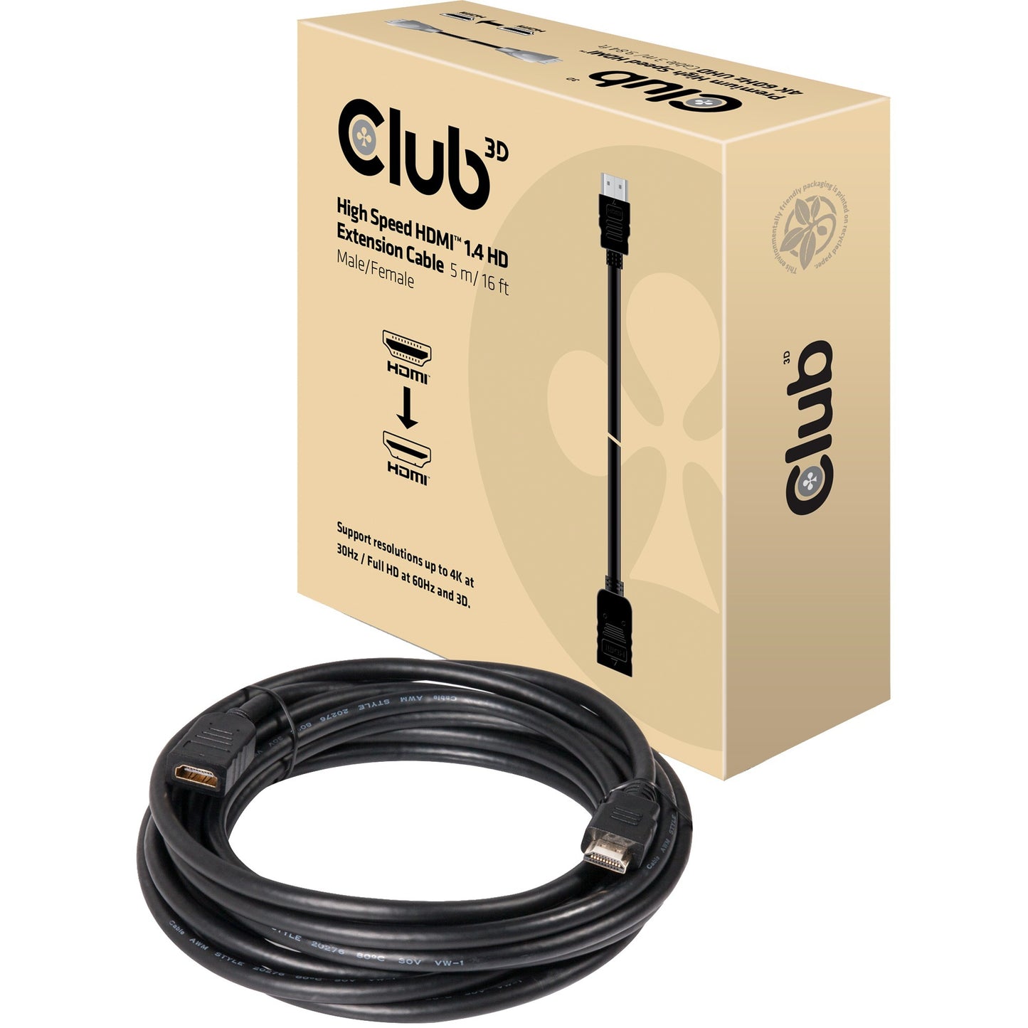 Club 3D high speed hdmi 1.4 hd kabel (zwart, 5 meter)