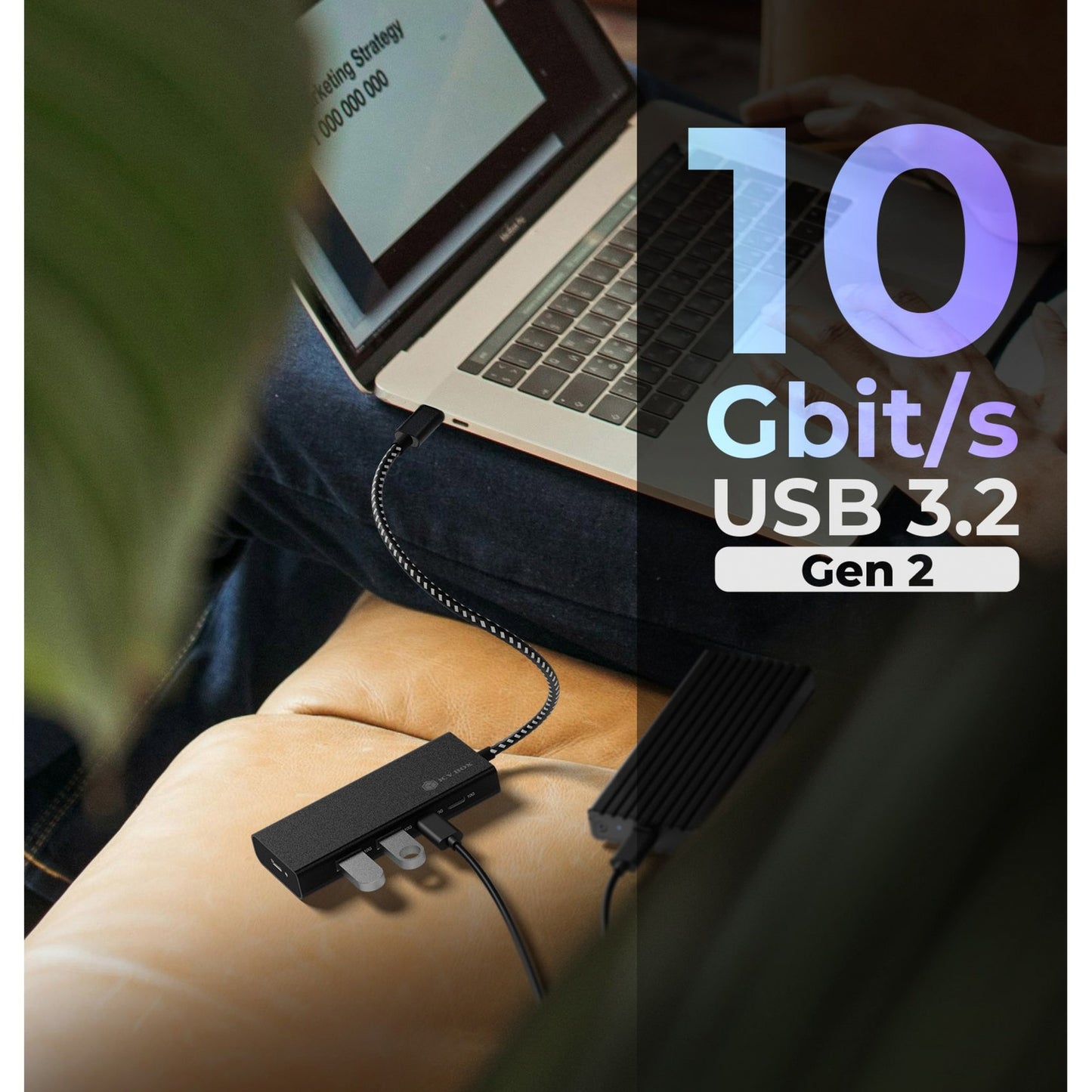 ICY BOX ib-hub1436-cpd usb-hub (zwart, 2x usb-a, 2x usb-c)