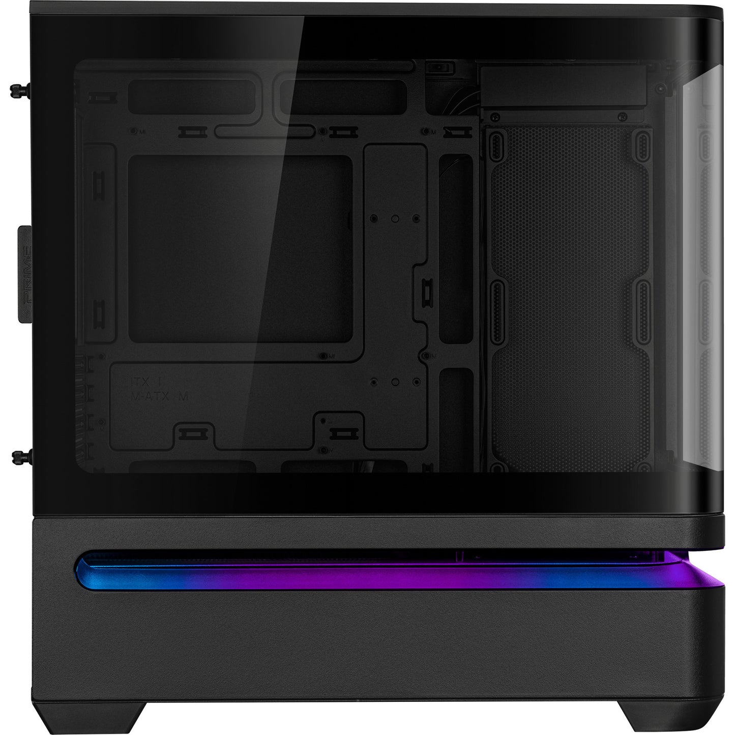 ASUS prime ap202 midi tower behuizing (zwart | 2x usb-a | 1x usb-c | rgb | tempered glass)