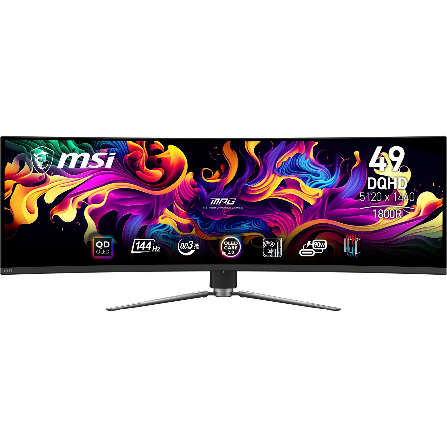 MSI mpg 491cqp qd-oled 49 curved ultrawide gaming monitor (zwart, 2x hdmi, displayport, 2x usb-a, usb-b, usb-c, 144 hz)