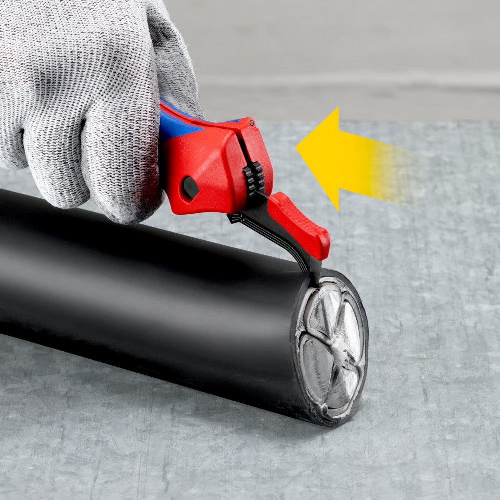 KNIPEX kabelmes, met glijschoen (rood blauw)