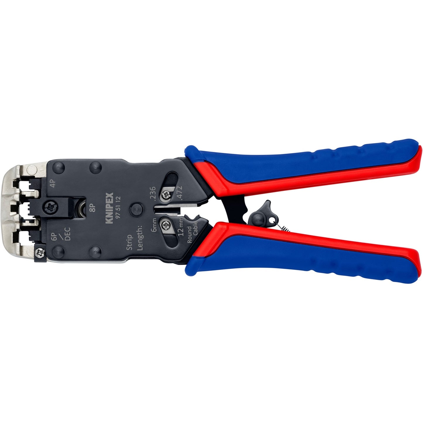 KNIPEX krimptang 97 51 12 sb (blauw rood, rj-10, rj-11 12 en rj-45)