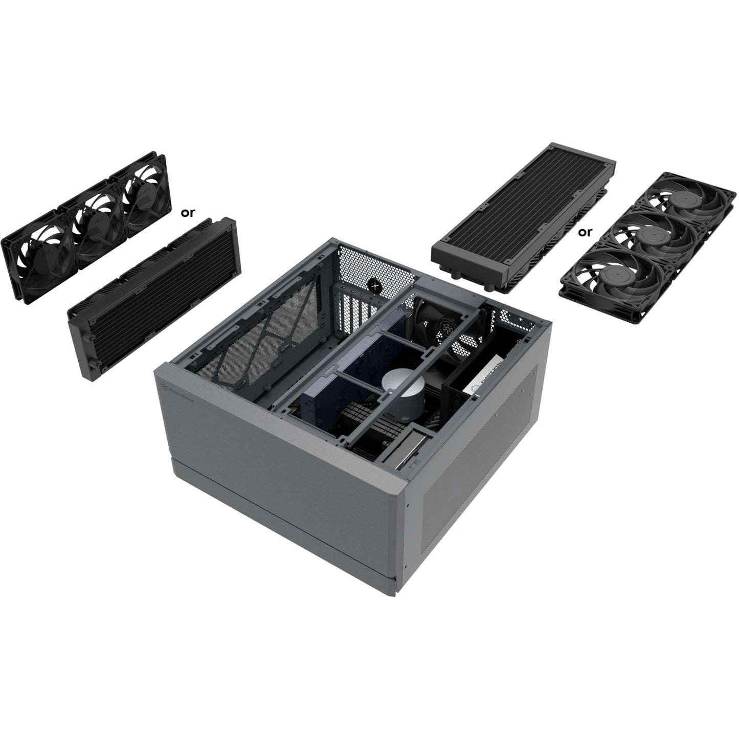 SilverStone crown 04 htpc behuizing (donkergrijs | 4x usb-a | 1x usb-c)