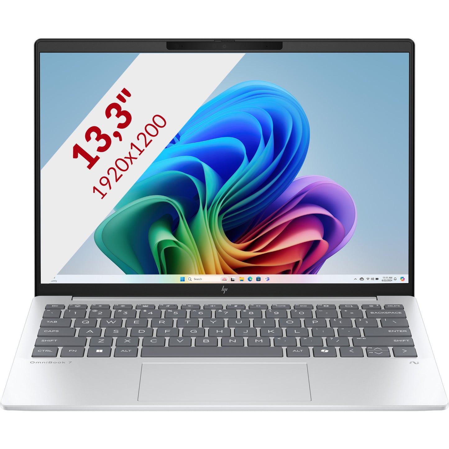 HP omnibook 7 aerongai 13-bg1051nd 13.3 copilot+ laptop (zilver | ryzen ai 5 340 | radeon 840m | 16 gb | 512 gb ssd)