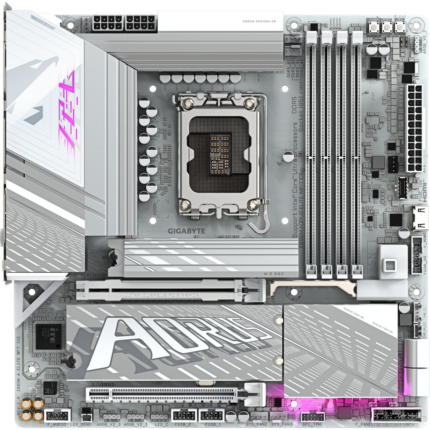 GIGABYTE z890m aorus elite wf7 ice socket 1851 moederbord (raid, 2.5gb-lan, wi-fi 7, bt, sound, µatx)