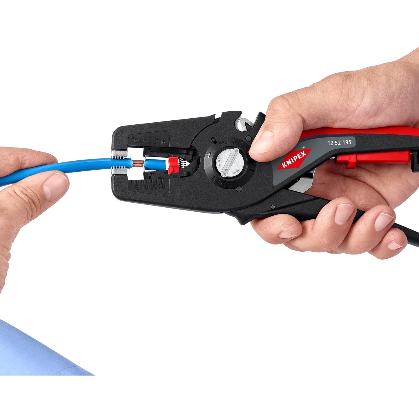 KNIPEX precistrip16 automatische afstriptang (zwart rood, geïntegreerde draadsnijder)