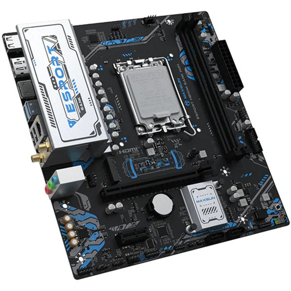 MAXSUN ms-esport-h810m gank wifi socket 1851 moederbord (zwart, gb-lan, wlan, bt, sound, µatx)