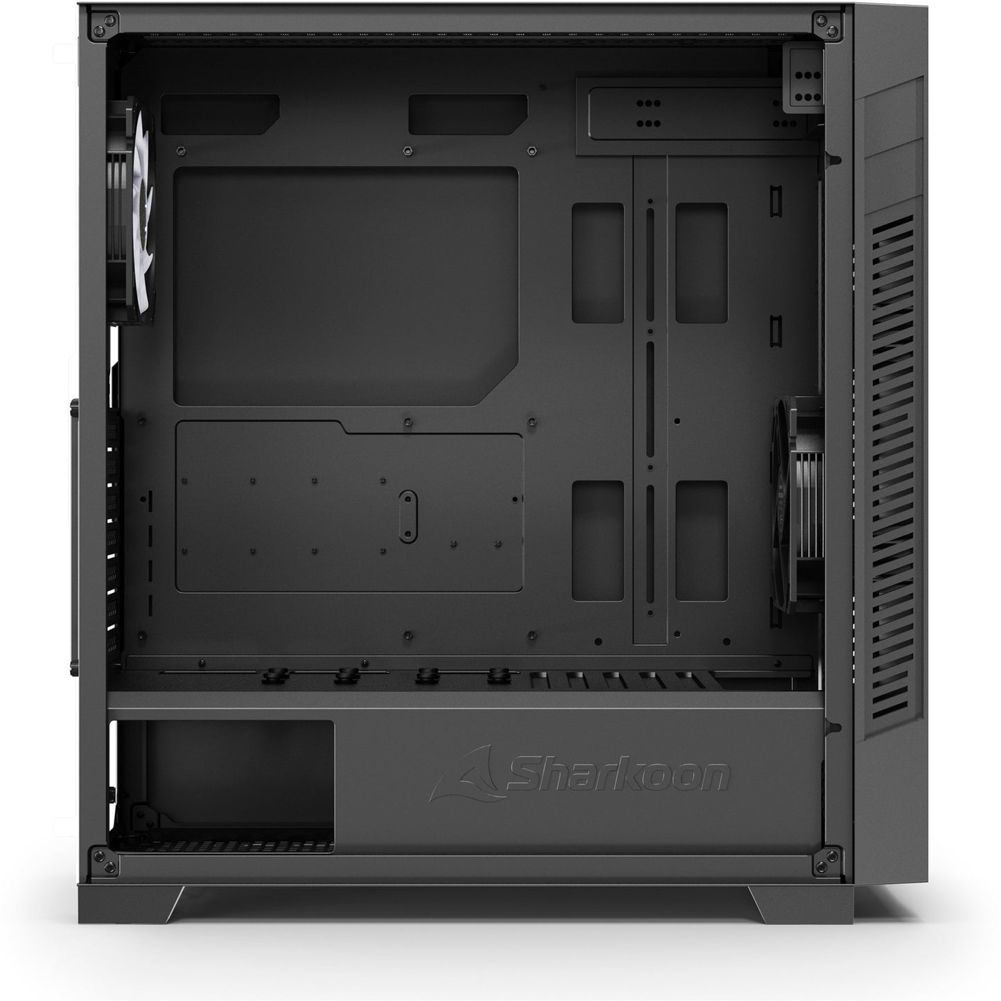 Sharkoon s25-w2 argb midi tower behuizing (zwart | 2x usb-a | 1x usb-c | rgb | tempered glass)