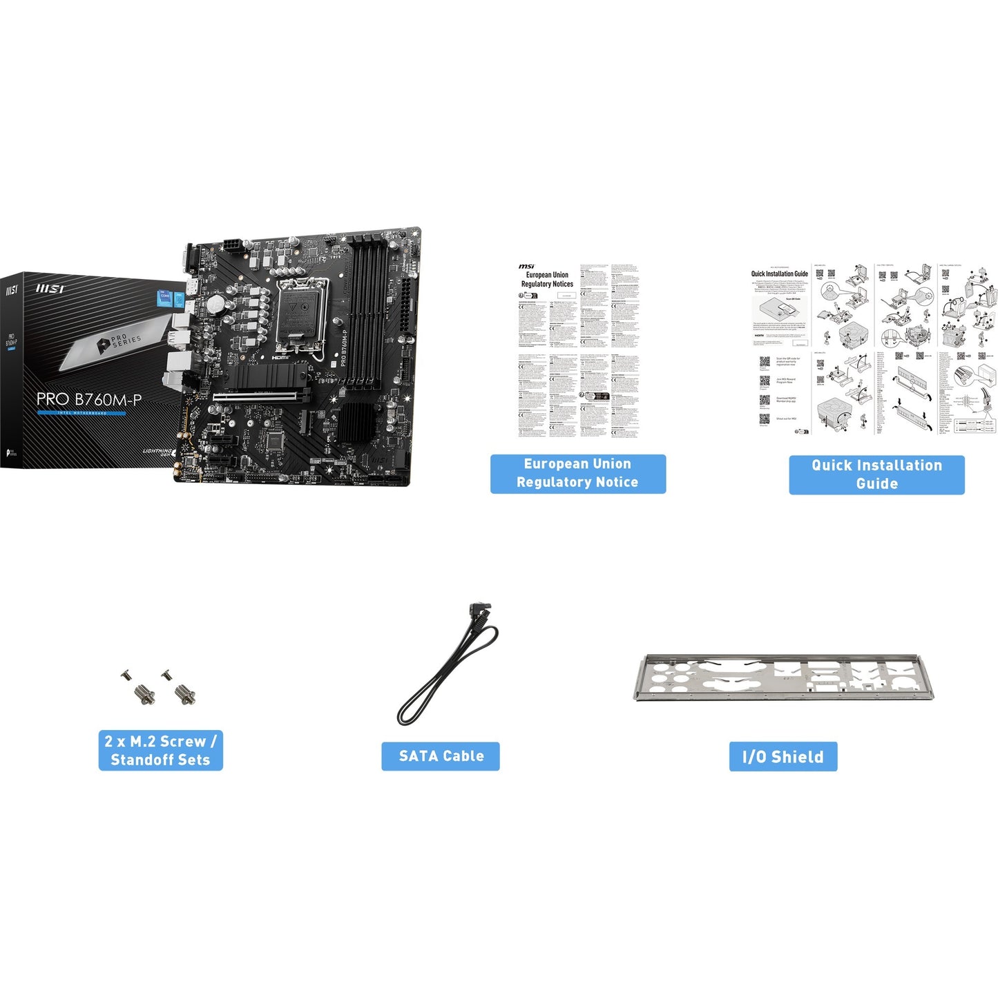 MSI pro b760m-p socket 1700 moederbord (zwart, raid, gb-lan, sound, µatx)