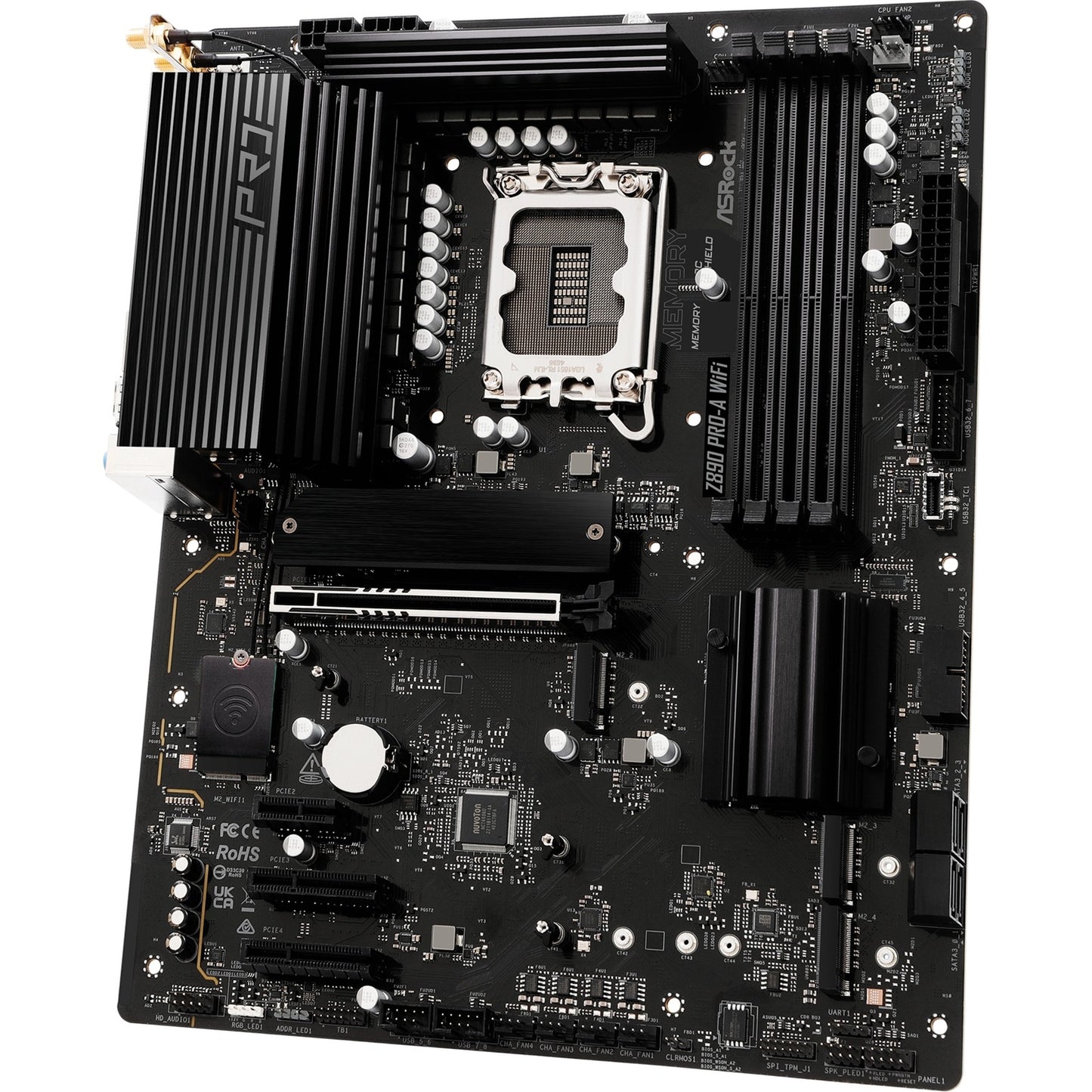 ASRock z890 pro-a wifi socket 1851 moederbord (zwart, raid, 2.5gb-lan, wi-fi 6e, bt, sound, atx)