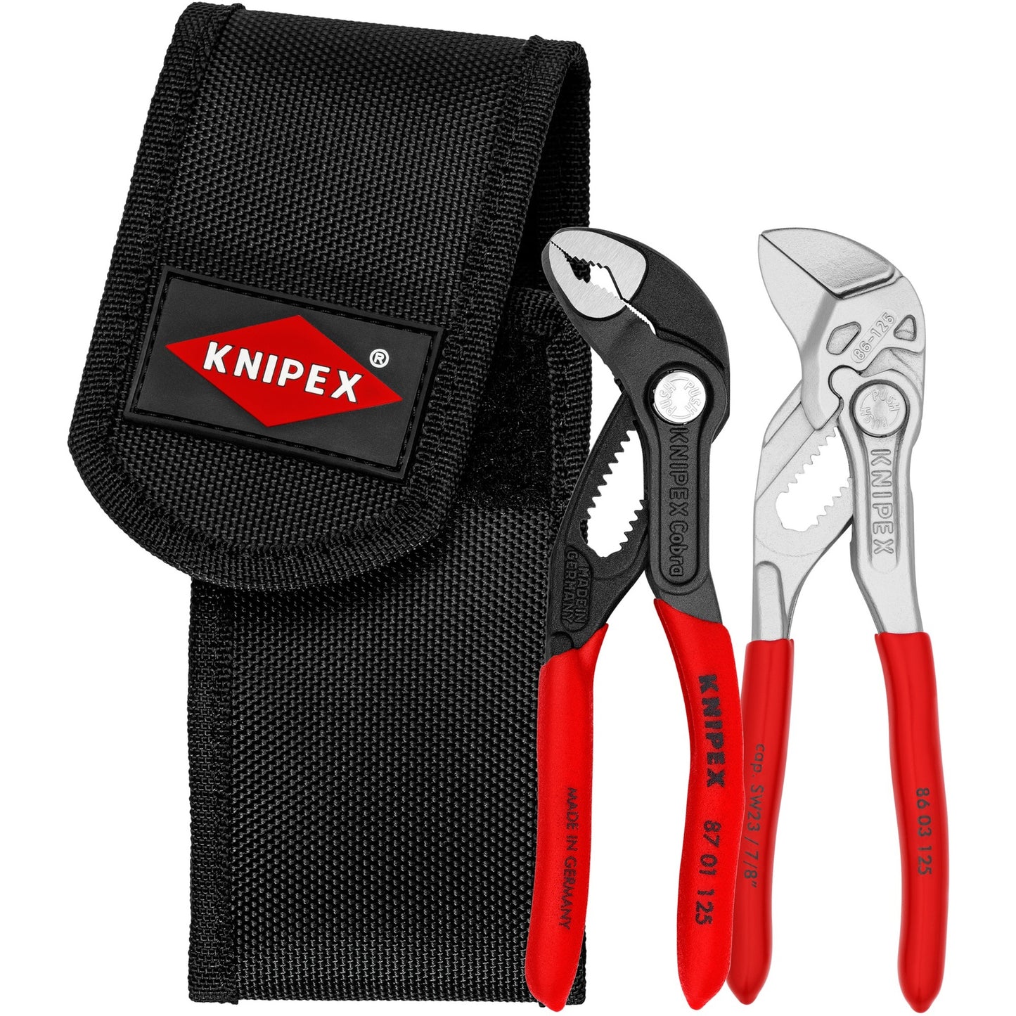 KNIPEX mini-tangenset in gereedschapsriem (rood zwart)