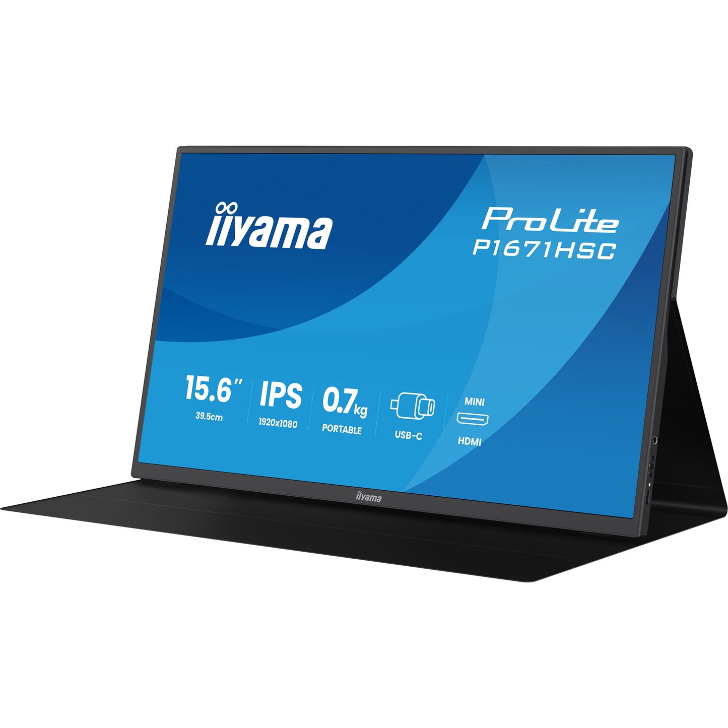 Iiyama prolite p1671hsc-b1 15.6 monitor (zwart (mat), mini-hdmi (type-c), 2x usb-c)