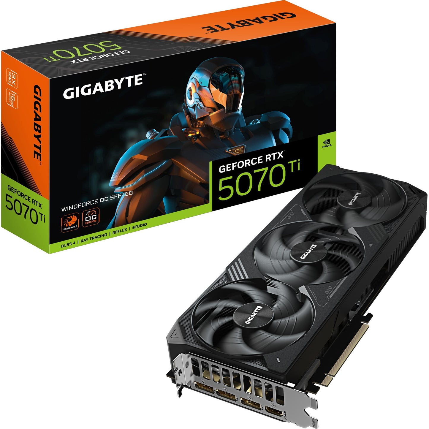GIGABYTE geforce rtx 5070 ti windforce oc sff 16g grafische kaart (3x displayport, 1x hdmi 2.1, dlss 4)