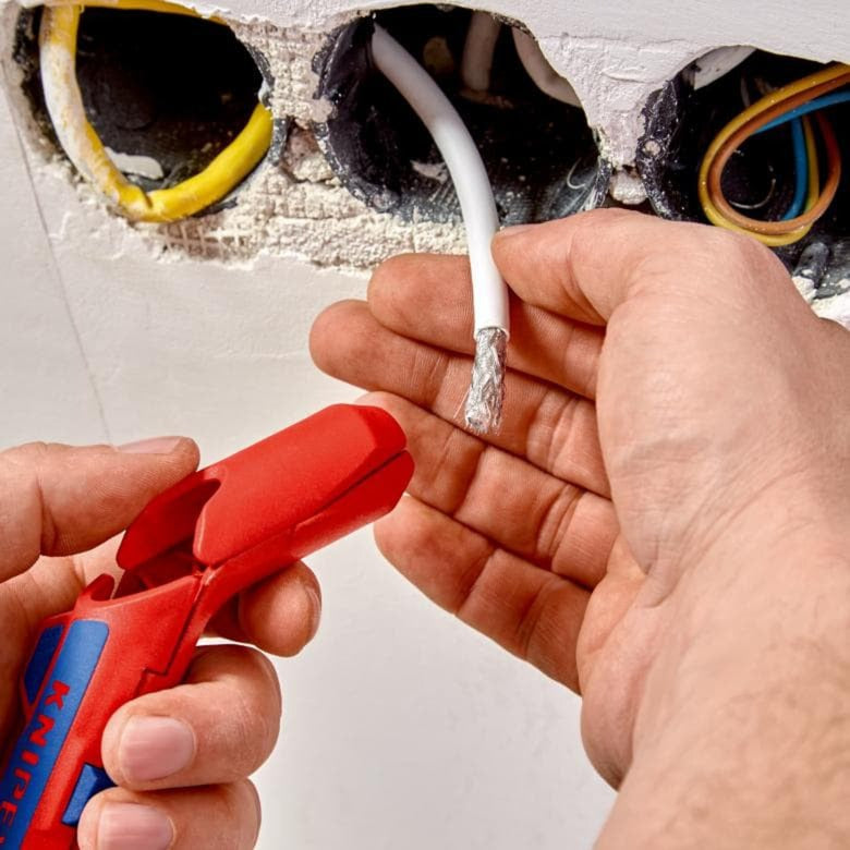 KNIPEX ergostrip universeel ontmantelingsgereedschap 16 95 02 sb kabelstrip- ontmantelingsgereedschap (rood blauw, links-handig)