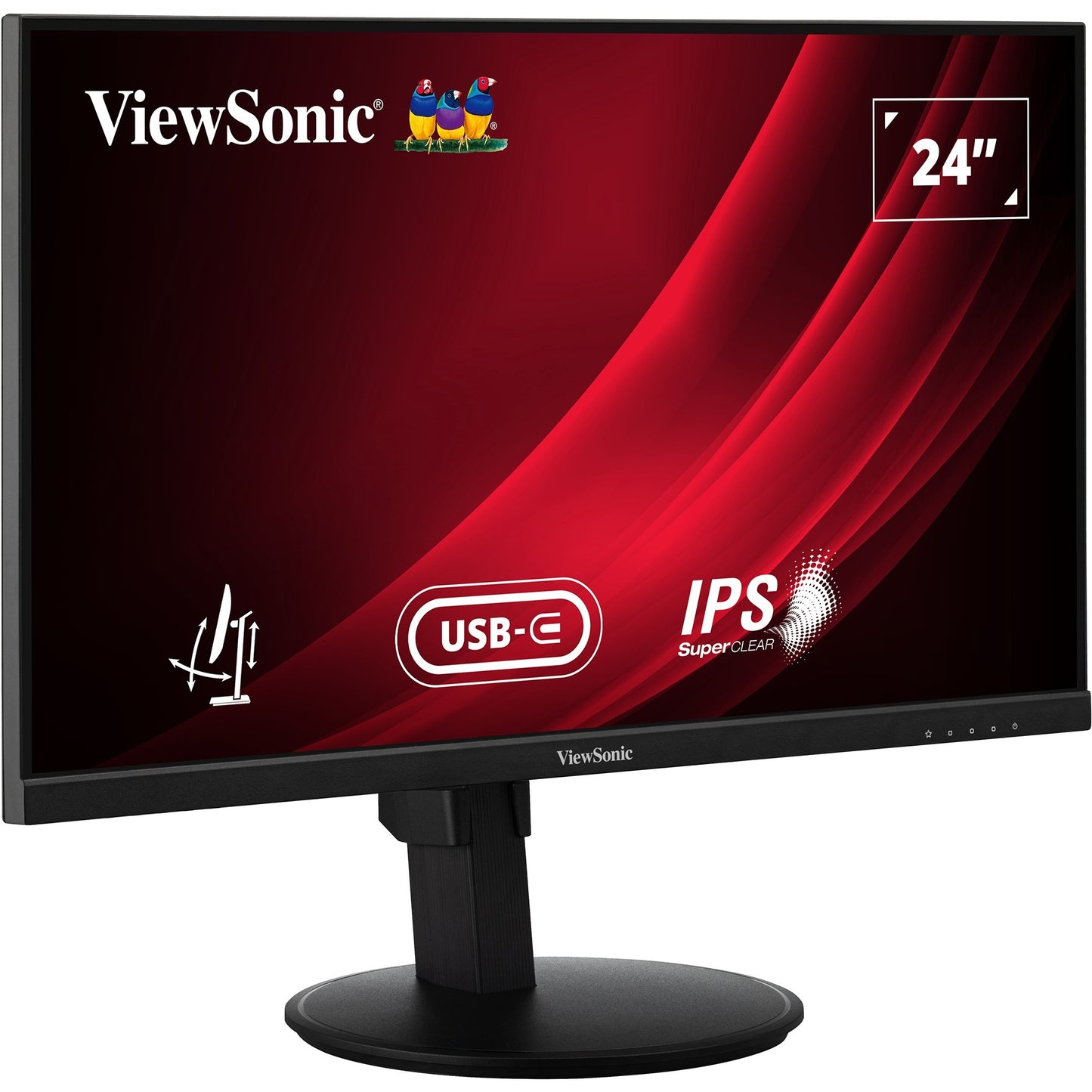 ViewSonic vg2409-mhdu-2 24 monitor (zwart, 1x hdmi, 1x displayport, usb-c, usb-a, usb-b,100 hz)