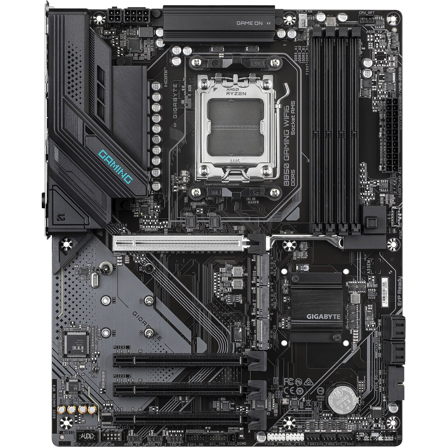 GIGABYTE b850 gaming wifi6 socket am5 moederbord (zwart, raid, gb-lan, wi-fi 6, bt, sound, atx)