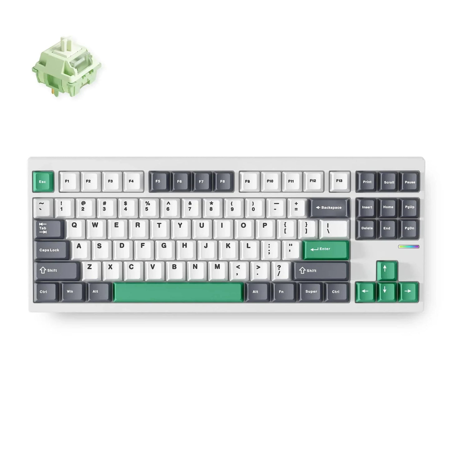 MCHOSE GX87 Lite: White Nano Spraying Matcha Latte V2 Aluminum Custom Mechanical toetsenbord (Wit, Huano Matcha Latte V2, RGB, Hot swap, Double-Shot PBT, draadloos | Bluetooth | USB-C)