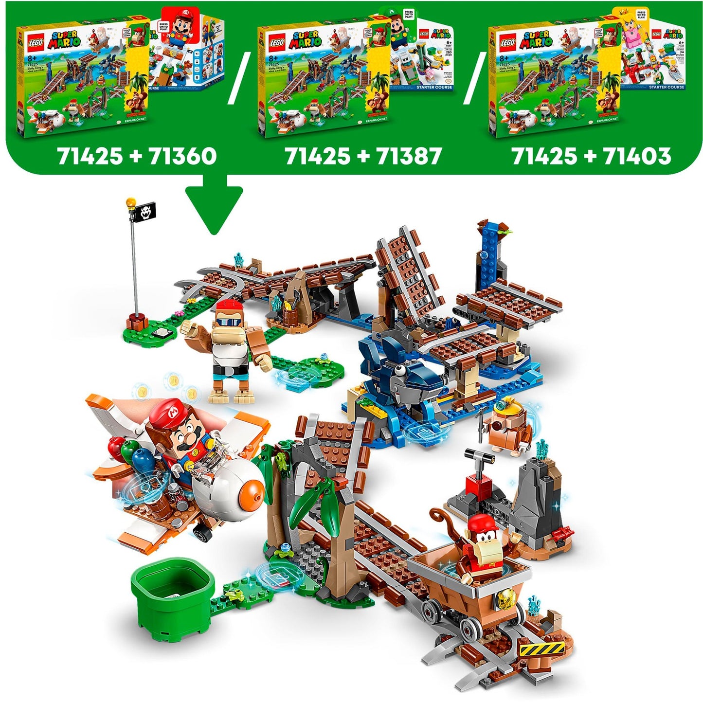 LEGO super mario - uitbreidingsset: diddy kongs mijnwagenrit constructiespeelgoed (71425)