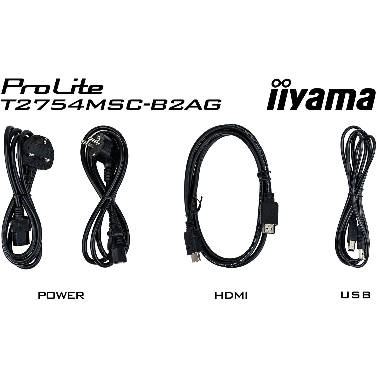 Iiyama prolite t2754msc-b2ag 27 touchscreen monitor (zwart (mat), touch, vga, hdmi, audio, usb)