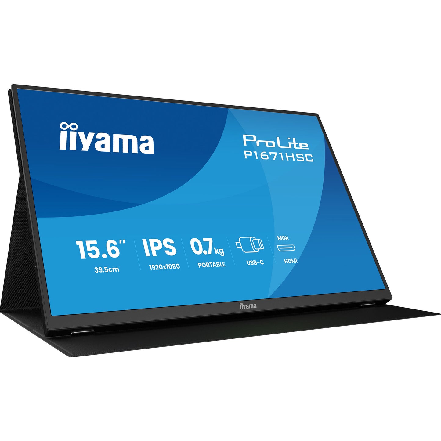 Iiyama prolite p1671hsc-b1 15.6 monitor (zwart (mat), mini-hdmi (type-c), 2x usb-c)