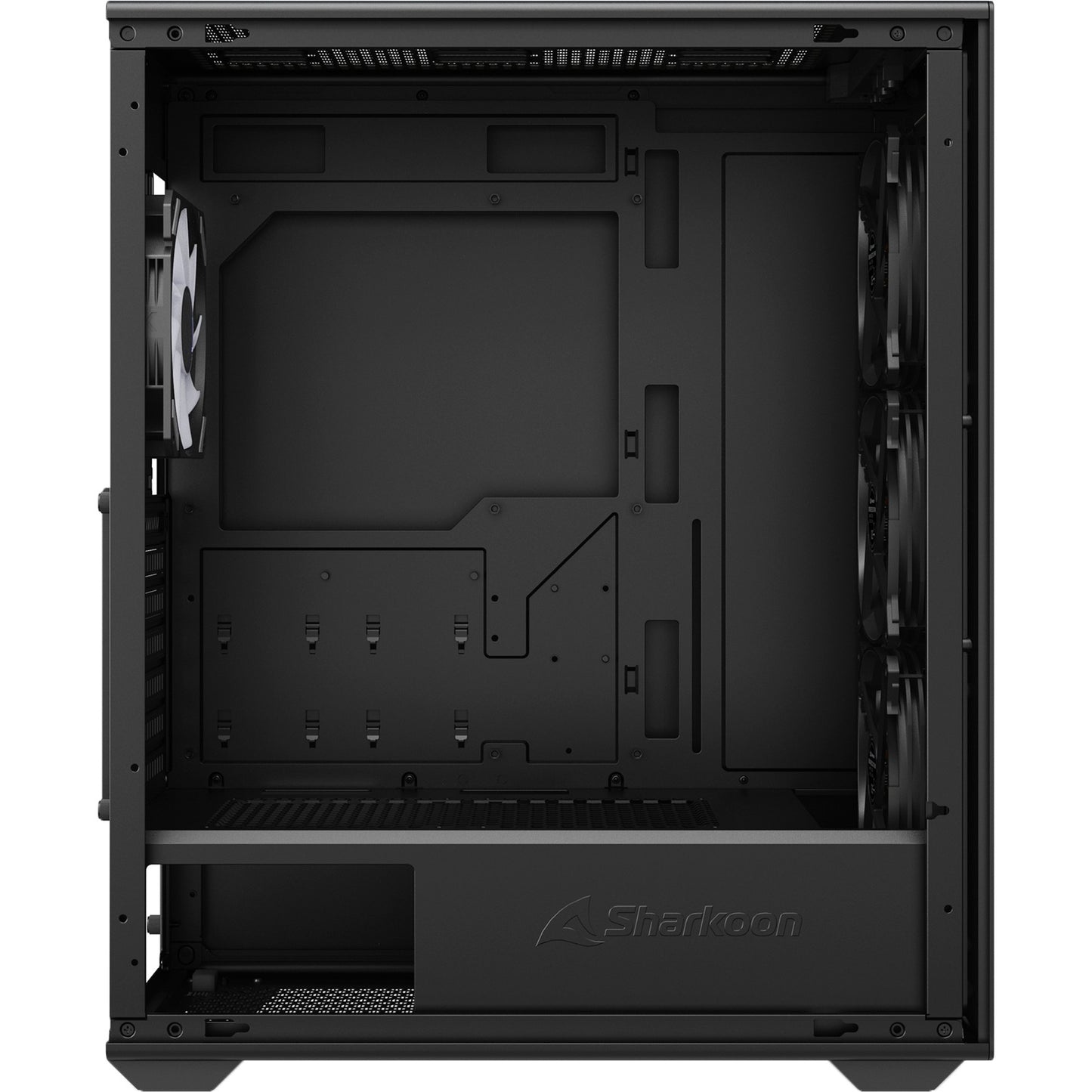 Sharkoon vk2 rgb midi tower behuizing (zwart | 2x usb-a | rgb | tempered glass)