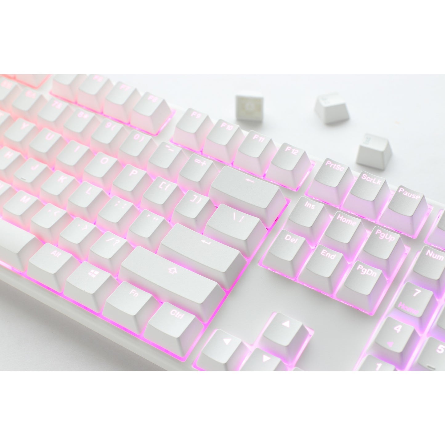 Ducky one 3 classic pure white rgb mechanisch toetsenbord (wit, us lay-out (qwerty), cherry mx speed silver, 100%, rgb led, double-shot pbt, hot-swappable, quack mechanics)
