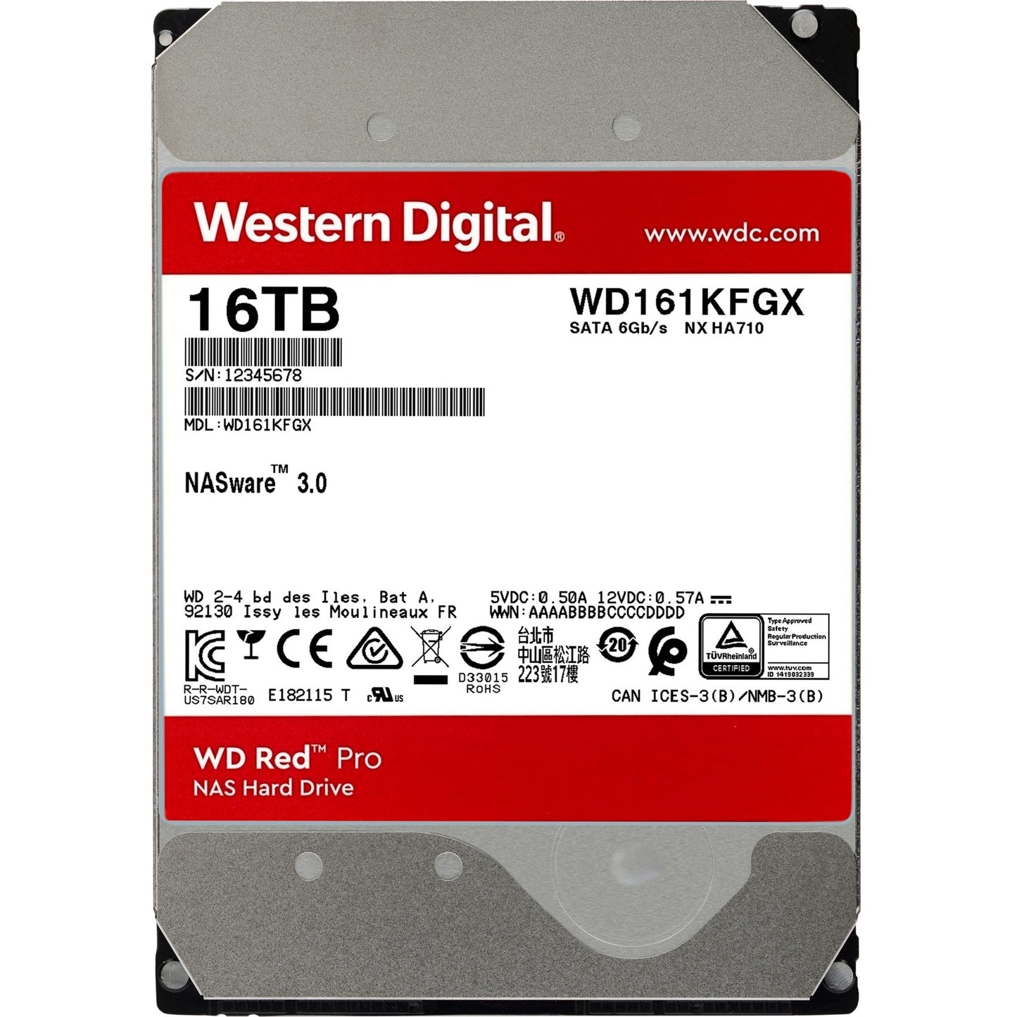 WD red pro 16 tb harde schijf (161kfgx, sata 600, 24 7, af)