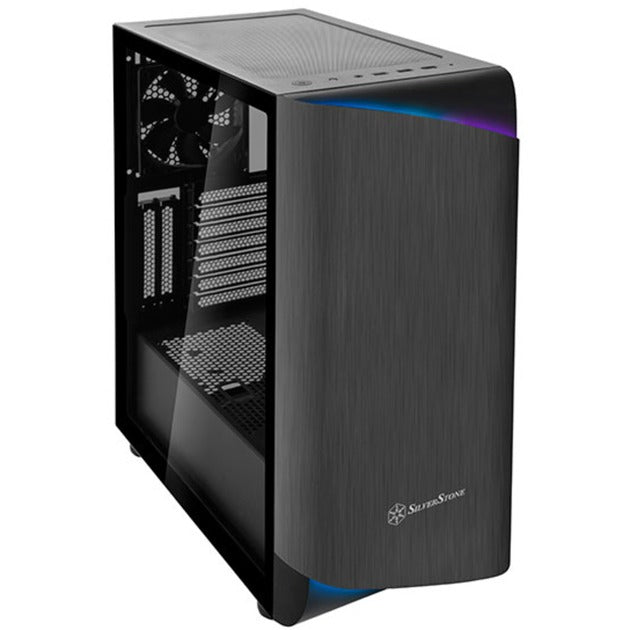 SilverStone seta a1 midi tower behuizing (zwart titanium | 2x usb-a | 1x usb-c | rgb | tempered glass)