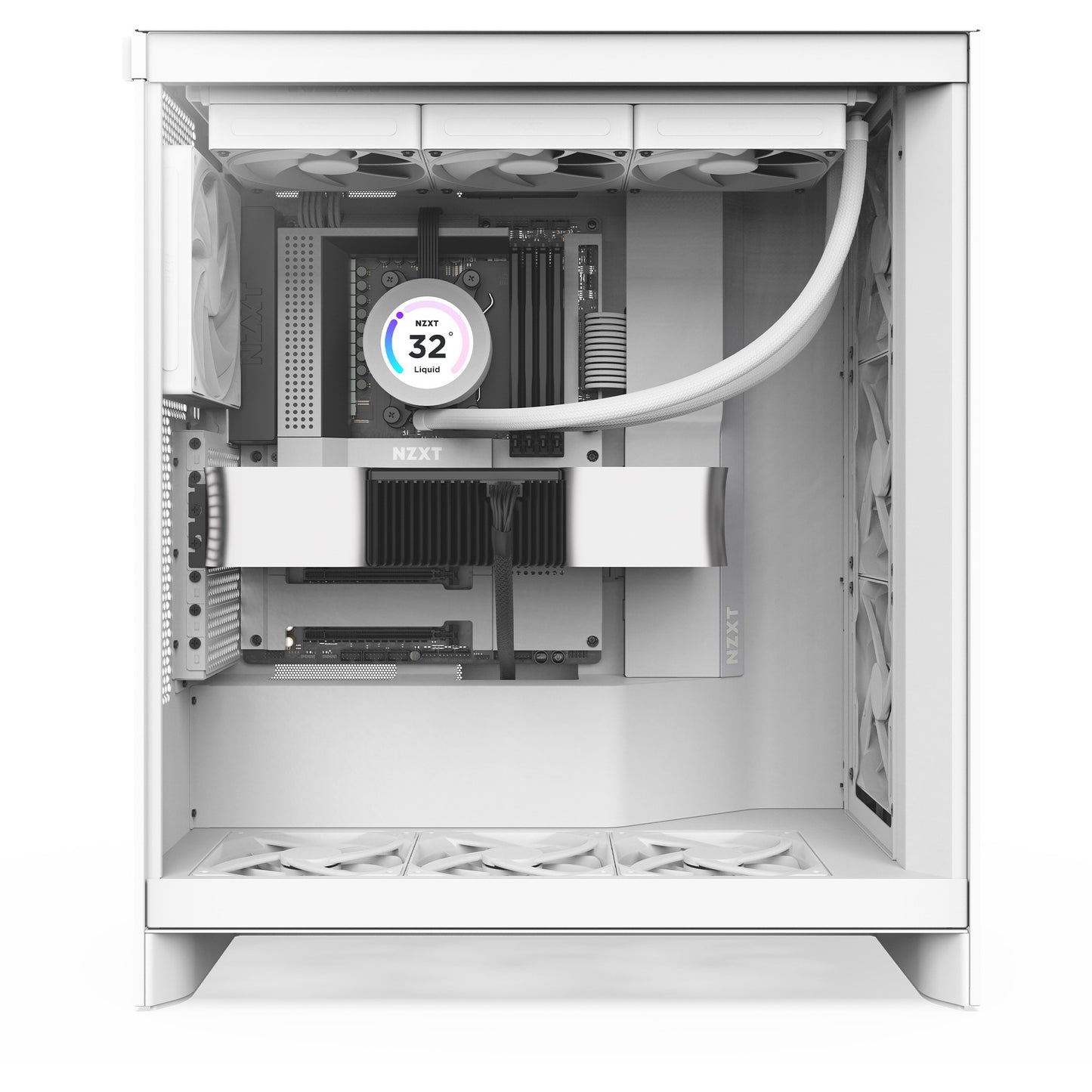 NZXT h7 flow (2024) midi tower behuizing (wit | 2x usb-a | 1x usb-c | tempered glass)