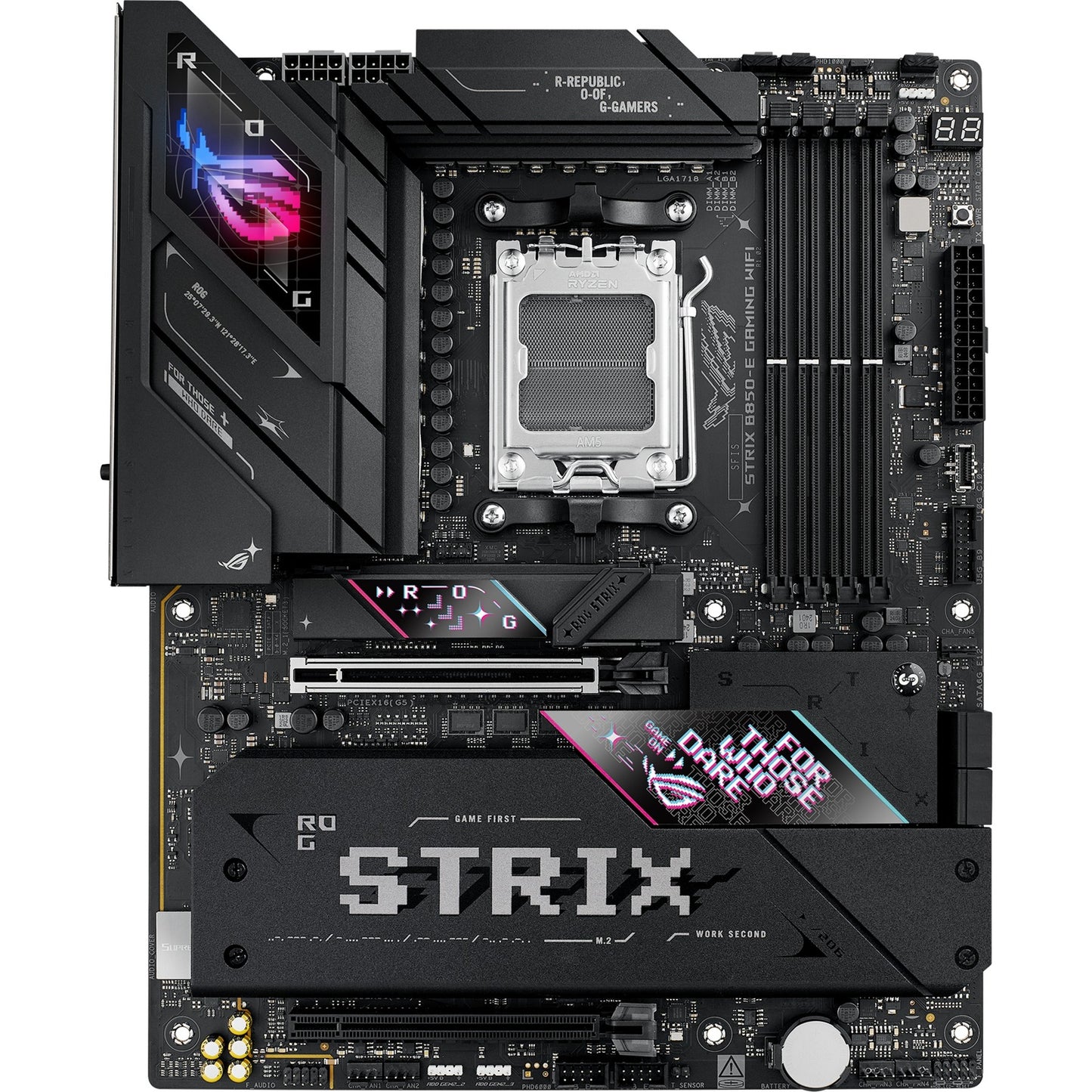 ASUS rog strix b850-e gaming wifi socket am5 moederbord (zwart, raid, 5gb-lan, wi-fi 7, bt, sound, atx)