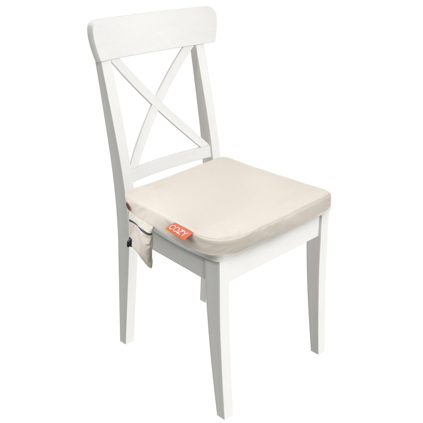 Cozy Jord Outdoor infrarood verwarmd draadloos zitkussen warmtekussen (Lichtbeige, Powerbank 10000 mAh)