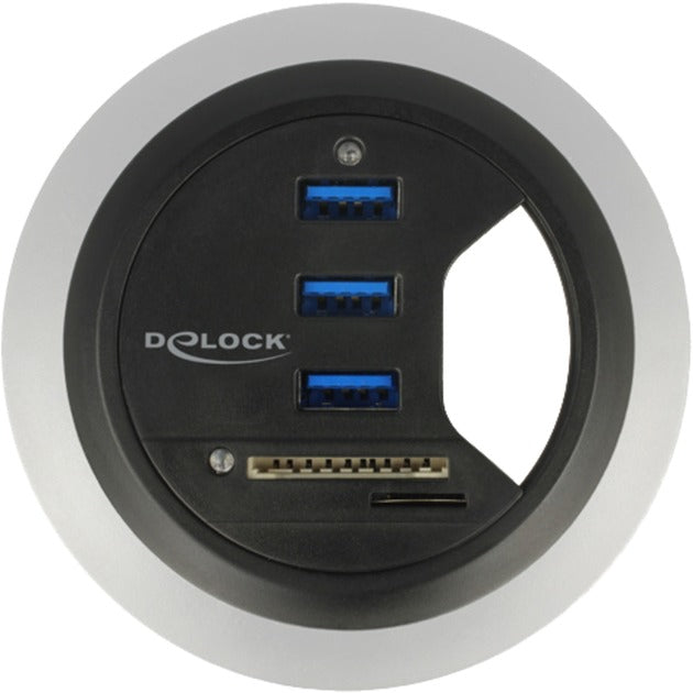 DeLOCK in-desk hub 3 port usb 3.0 + 2 slot sd card reader kaartlezer
