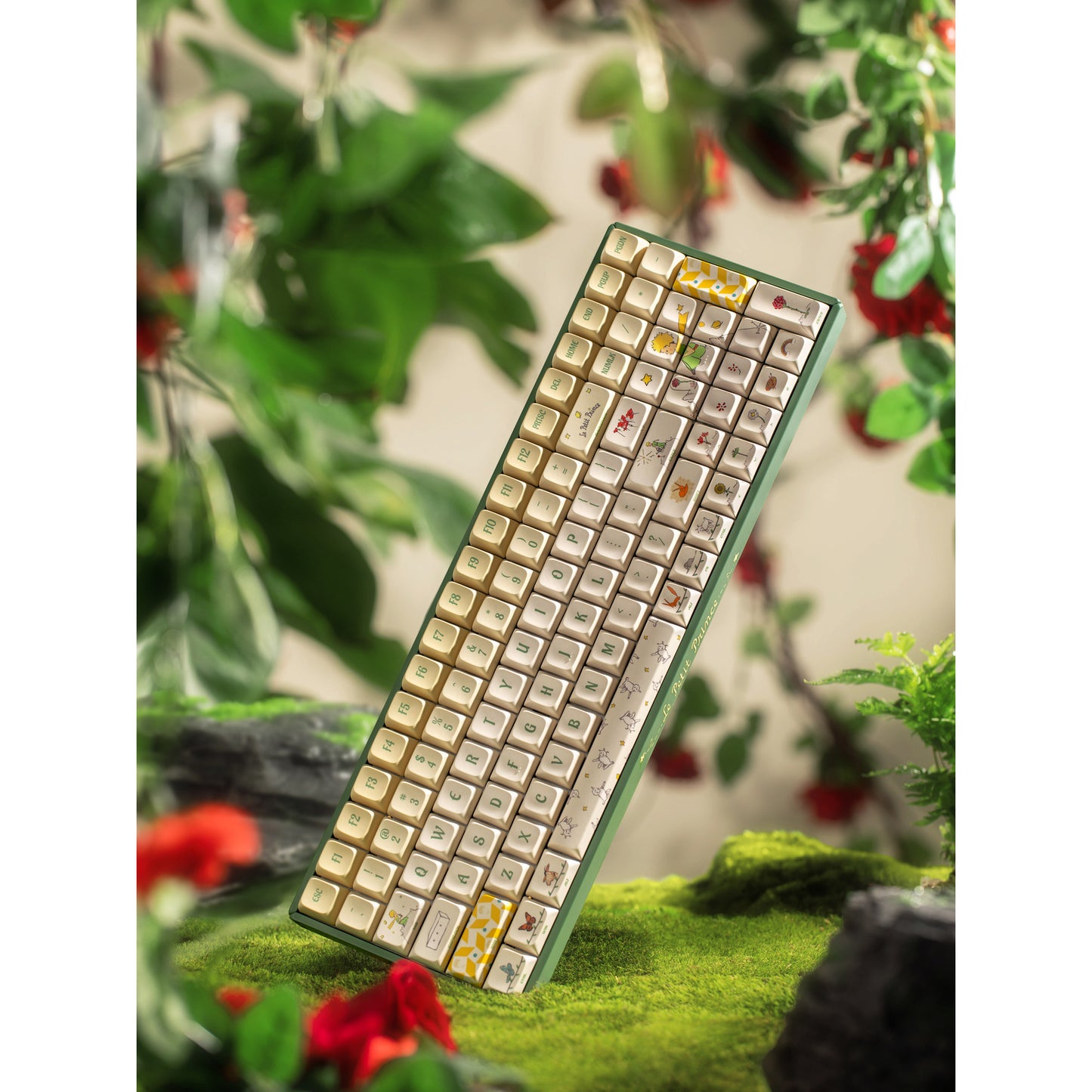 Iqunix F97 Floral Date RGB mechanisch gaming toetsenbord (Groen, US lay-out (QWERTY), IQUNIX Little Prince, 96%, RGB leds, Hot-swappable, PBT, 2.4GHz | Bluetooth 5.1 | USB-C)