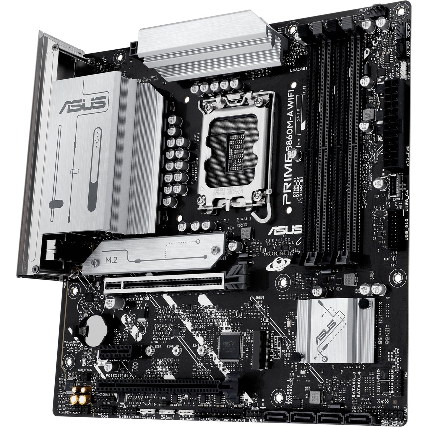 ASUS prime b860m-a wifi socket 1851 moederbord (raid, 2.5 gb-lan, wi-fi 6e, bt, sound, µatx)