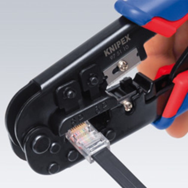 KNIPEX krimptang voor western-stekkers 975110 (blauw rood, rj 11 12 45 )