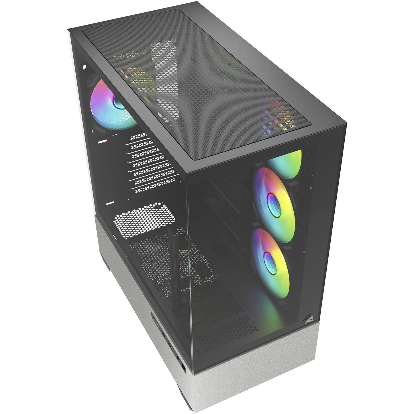 Sharkoon ak7 argb midi tower behuizing (zwart | 2x usb-a | 1x usb-c | rgb | tempered glass)