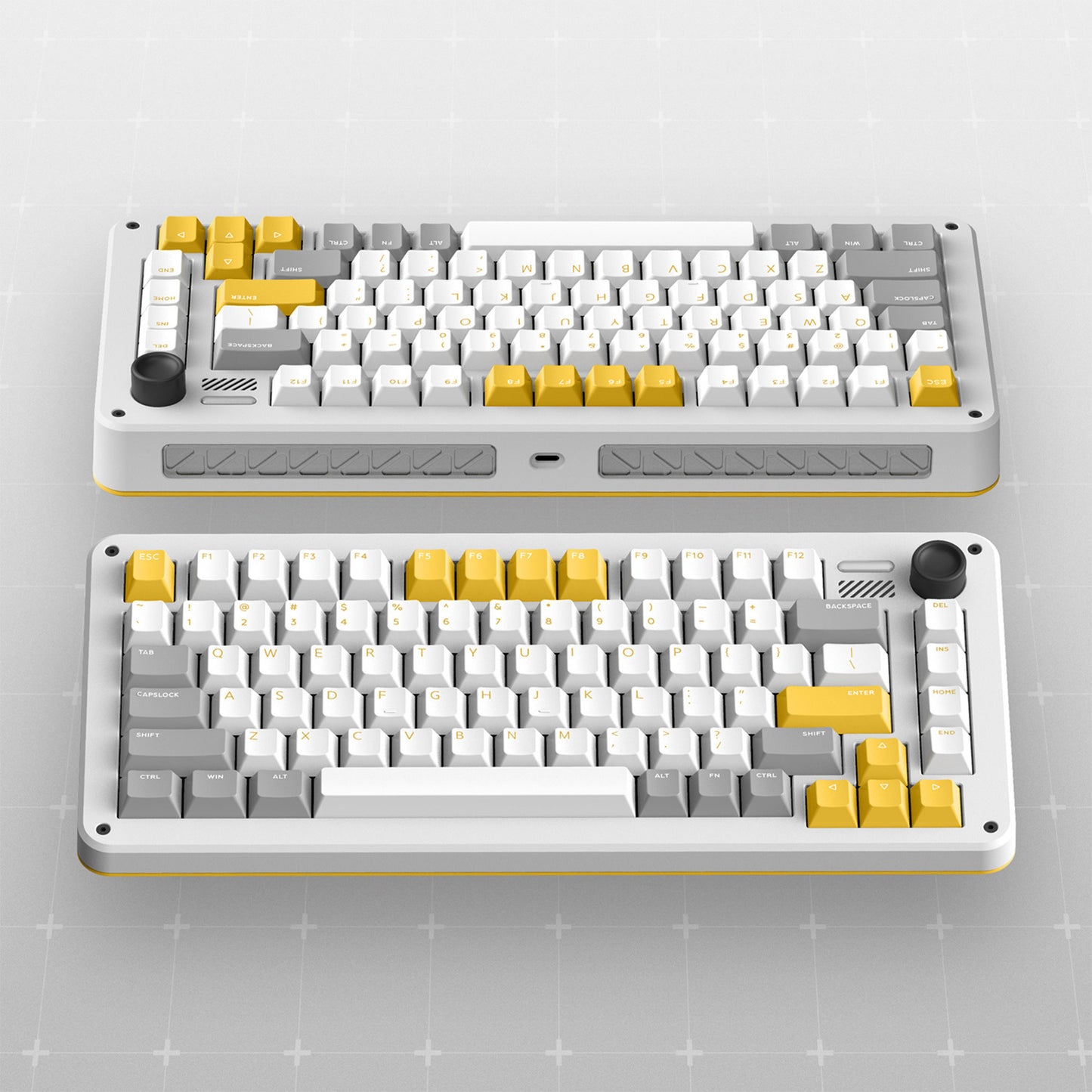 Ty Iqunix zx75 gravi wave wireless mechanical keyboard (grijs, us lay-out (qwer), gateron red, 75%, rgb leds, hot-swappable, double-shot pbt, 2.4ghz | bluetooth 5.1 | usb-c)