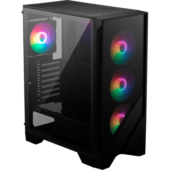 MSI mag forge 120a airflow midi tower behuizing (zwart | 2x usb-a | rgb | tempered glass)